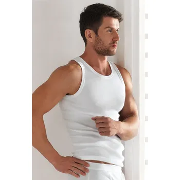 Pánské tílko Pánské tílko BAVLNA Žebrované bílé L max