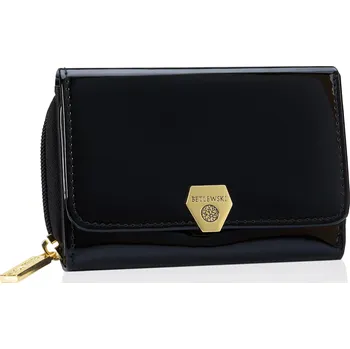 Peněženka Betlewski malá dámská kožená peněženka černá