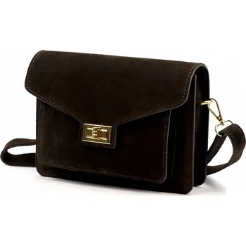 Vera Pelle kabelka, kožená kabelka přes rameno z přírodní semišové kůže, hnědá