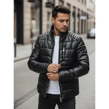 Pánská koženková zateplená bunda černá