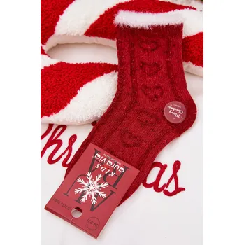 Dětská móda Dětské vánoční ponožky srdíčka alpaka vlna červené 24-27