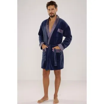 Pánský župan De Lafense 772 Bonjour - bavlna Modrá XL