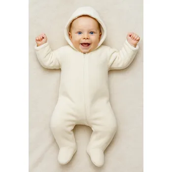 Kojenecká kombinéza Baby Service Zimní kombinéza s kapucí wellsoft smetanová Vel. 62