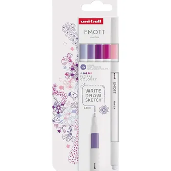 Popisovače Uni EMOTT liner 0,4 mm, sada 5 ks - Floral