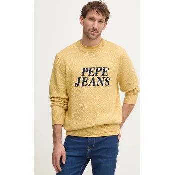 Pánský svetr Svetr z vlněné směsi Pepe Jeans LUKA pánský, žlutá barva, PM702499 17X, vel. XL