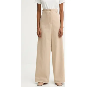 Dámské kalhoty Bavlněné kalhoty Weekend Max Mara ALFEO dámské, béžová barva, široké, high waist, 2525136101600 80X, vel. 40