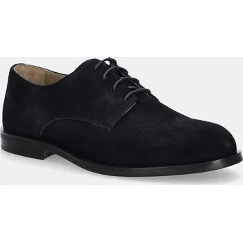 Pánská obuv Semišové polobotky Calvin Klein ESS RUBBER DERBY SU pánské, tmavomodrá barva, HM0HM01928 59X, EUR 43