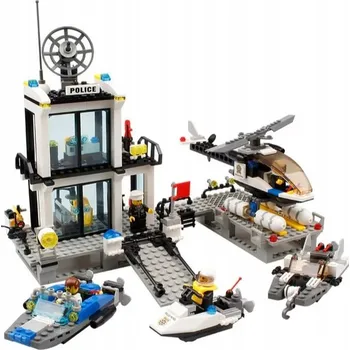 ostatní stavebnice Stavebnice policejní stanice vodní policie 536 dílů motorový člun vrtulník vodní skútr