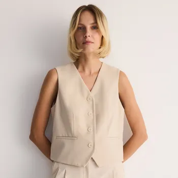 Dámský kabát Reserved - Obleková vesta - béžová - 179AF-08X - 179AF-08X-XS-3