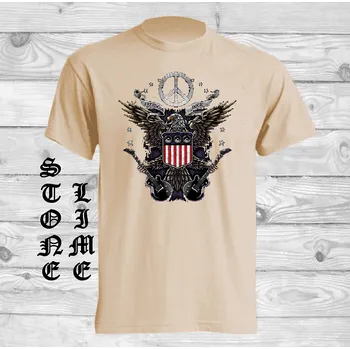 Pánská móda levne-bavlnene-tricko-potisk-hipie-rock Barva: Lime stone - krémová, velikost: L