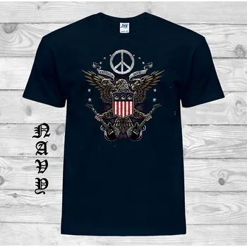 Pánské tričko levne-bavlnene-tricko-potisk-hipie-rock Barva: Navy - tmavě modrá, velikost: L