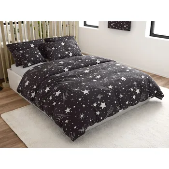 Povlečení Textilomanie Noční obloha šedé 140 x 220, 70 x 90 cm zipový uzávěr