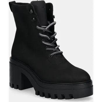 Dámské kozačky Nízké kozačky Calvin Klein Jeans CHUNKY HEELED ZIP BOOT LTH dámské, černá barva, na podpatku, YW0YW01548 99X, EUR 41