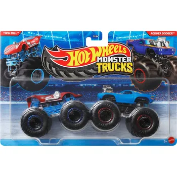 auto na autodráhu Hot Wheels Monster Trucks Demolition Doubles Twin Mill Vs Rodger Dodger