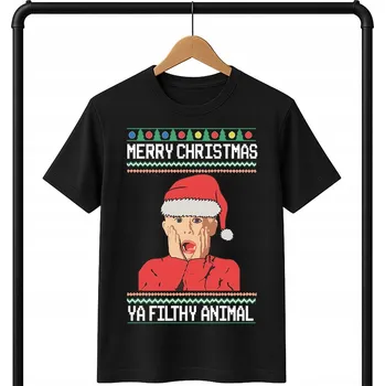 Pánské tričko TRIČKO DĚTSKÉ ČERNÉ VÁNOČNÍ KEVIN SÁM DOMA SVETR VELIKOST M