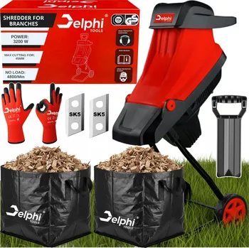 Drtič větví DRTIČ VĚTVÍ ELEKTRICKÝ DRTIČ 45 mm 3200 W 2x KOŠ