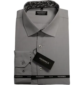 Pánská košile Pánská košile s dlouhým rukávem - střih REGULAR - vzor F123 - světle šedá barva - 48