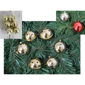 Vánoční dekorace Zvonečky 5 cm více barev - sada 6 ks Barva: Zlatá