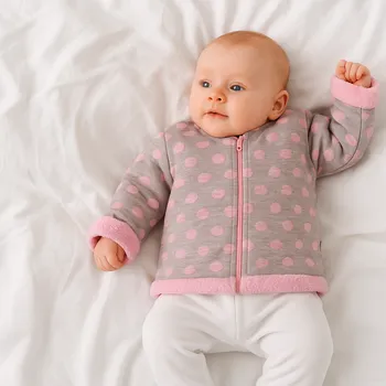 Baby Service Kabátek stojáček dvouvrstvý na zip Bubliny růžový Vel. 62