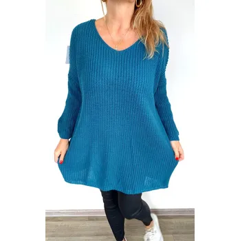 Dámský svetr Made in Italy Dámský maxi svetr BIG, barva modrá