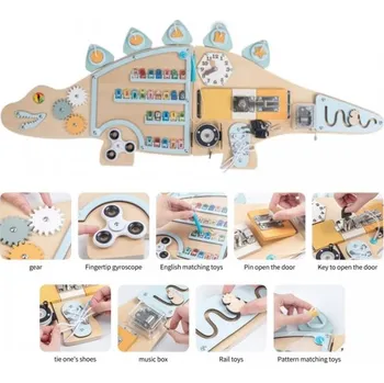 Dřevěná hračka Derrson dřevěný nástěnný montessori board Dinosaurus XL