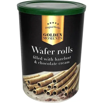 Oplatkové trubičky v plechovce 400 g - lískový ořech a čokoládový krém