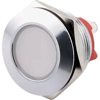 vypínač LED kontrolka kovová šroubovací, pro průměr otvoru 22mm, stříbrná Bílá 3-6 V DC