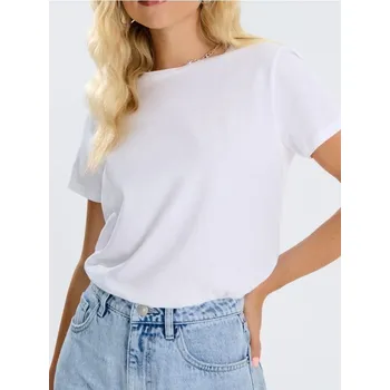 Dámská móda Sinsay - Bavlněné tričko Basic - bílá - 503EU-00X - 503EU-00X-S-3