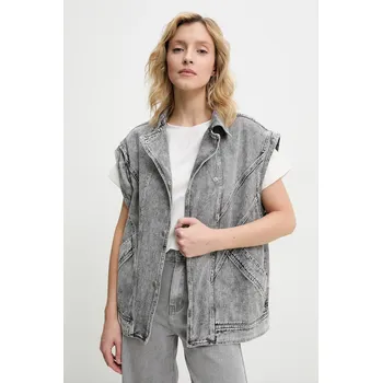 Dámská vesta Džínová vesta Answear.LAB šedá barva C10449.hos 90X, vel. S/M