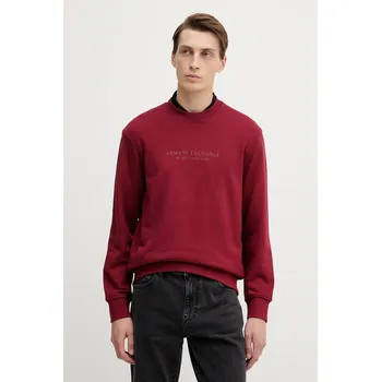Pánská mikina Bavlněná mikina Armani Exchange pánská, vínová barva, s aplikací, XM001284 AF20934 XM001284.AF20934 83X, vel. XXL