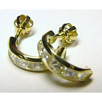 Náušnice Klenoty Budín Zlaté půlkruhy - zlaté náušnice kruhy poseté zirkony (12 ks) 585/1,72gr 236041160 (Klenoty Budín Zlaté půlkruhy - zlaté náušnice kruhy poseté zirkony (12 ks) 585/1,72gr 236041160)