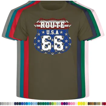 Pánská móda panske-levne-bavlnene-tricko-chopper-route-66-usa Barva: Khaki, velikost: XXL