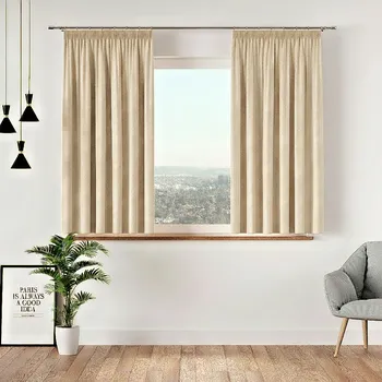 Závěs Dekorační krátký závěs s řasící páskou VELVINO color 015 krémová 140x160 cm (cena za 1 kus) MyBestHome