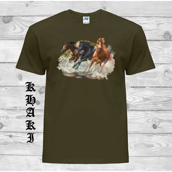 levne-bavlnene-chopper-tricko-potisk-3-kone Barva: Khaki, velikost: L