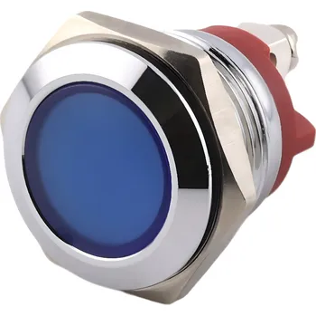 LED páska LED kontrolka kovová šroubovací, pro průměr otvoru 16mm, stříbrná Modrá 12-24 V DC