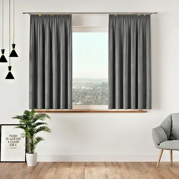 Závěs Dekorační krátký závěs s řasící páskou VELVINO color 006 tmavě šedá 140x160 cm (cena za 1 kus) MyBestHome