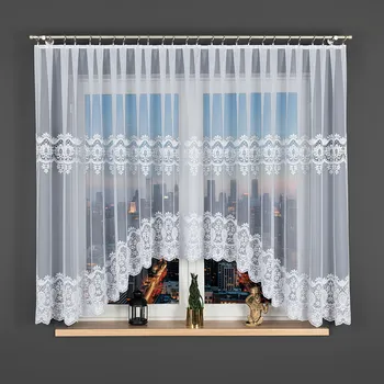 Záclona Dekorační krátká vzorovaná záclona na žabky DARIA 160 bílá 500x160 cm MyBestHome