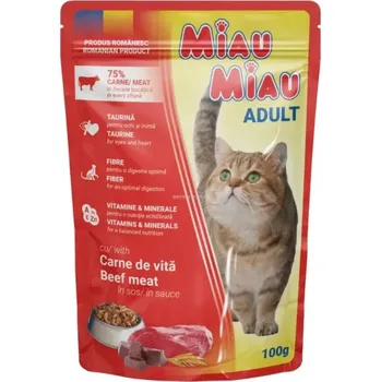 Krmivo pro kočku Miau Miau Cat hovězí, kapsa 100 g