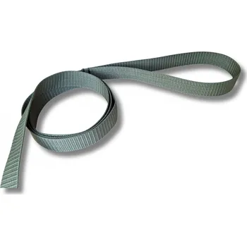 Vodítko pro psa Krátké popruhové vodítko střední plemena - KHAKI, 20 mm, 1,5 m, Karabina 76 mm - pro psy do 20 kg - poniklovaná + 50,- Kč