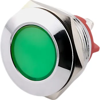 LED páska LED kontrolka kovová šroubovací, pro průměr otvoru 22mm, stříbrná 12 V DC Zelená