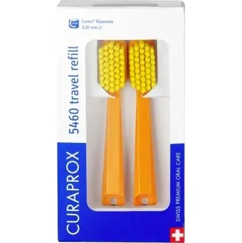 Zubní kartáček Curaprox Travel set stejnobarevný mix náhradních hlavic 2 ks Varianta: Oranžová