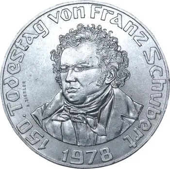 Stříbrná mince 50 Schilling Franz Schubert 1978