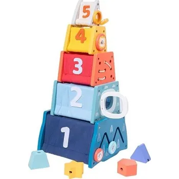 Dřevěná hračka Derrson dřevěná stohovací věž Colors W5375