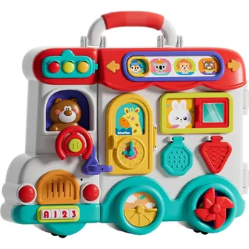 Hračka pro nejmenší MANIPULAČNÍ DESKA 3V1 AUTOBUS – Senzorická Hračka & Cestovní Busy Board pro Batolata (18m+) (KX2878)