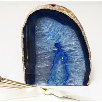 Svícen Achátový svícen modrý 1,2 kg