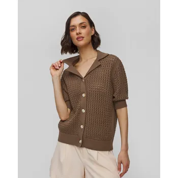 Dámský svetr Dámský Svetr Varley Ellie Knit Shirt V Čokoládově Hnědém Barevném Odstínu Var02624-cchi