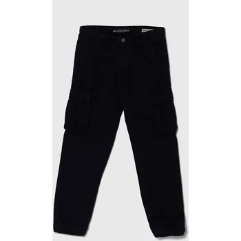 Chlapecké kalhoty Dětské bavlněné kalhoty Guess tmavomodrá barva, hladké N3YB04.WE1L0.PPYH 59X, vel. 105-112