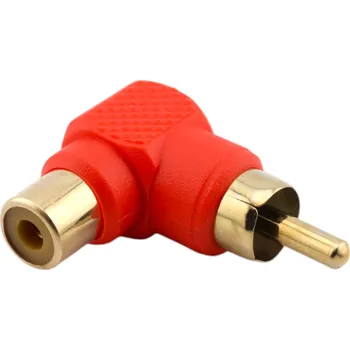 Audio kabel RCA audio adaptér 90°, pravý úhel (samec → samice) Červená