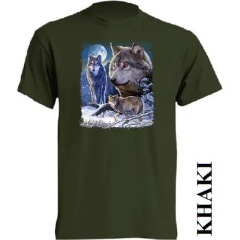 levne-bavlnene-tricko-potisk-vlci-uplnek Barva: Khaki, velikost: M