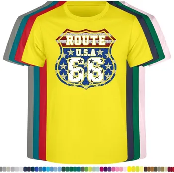 Pánské tričko panske-levne-bavlnene-tricko-chopper-route-66-usa Barva: Yellow - žlutá, velikost: XS